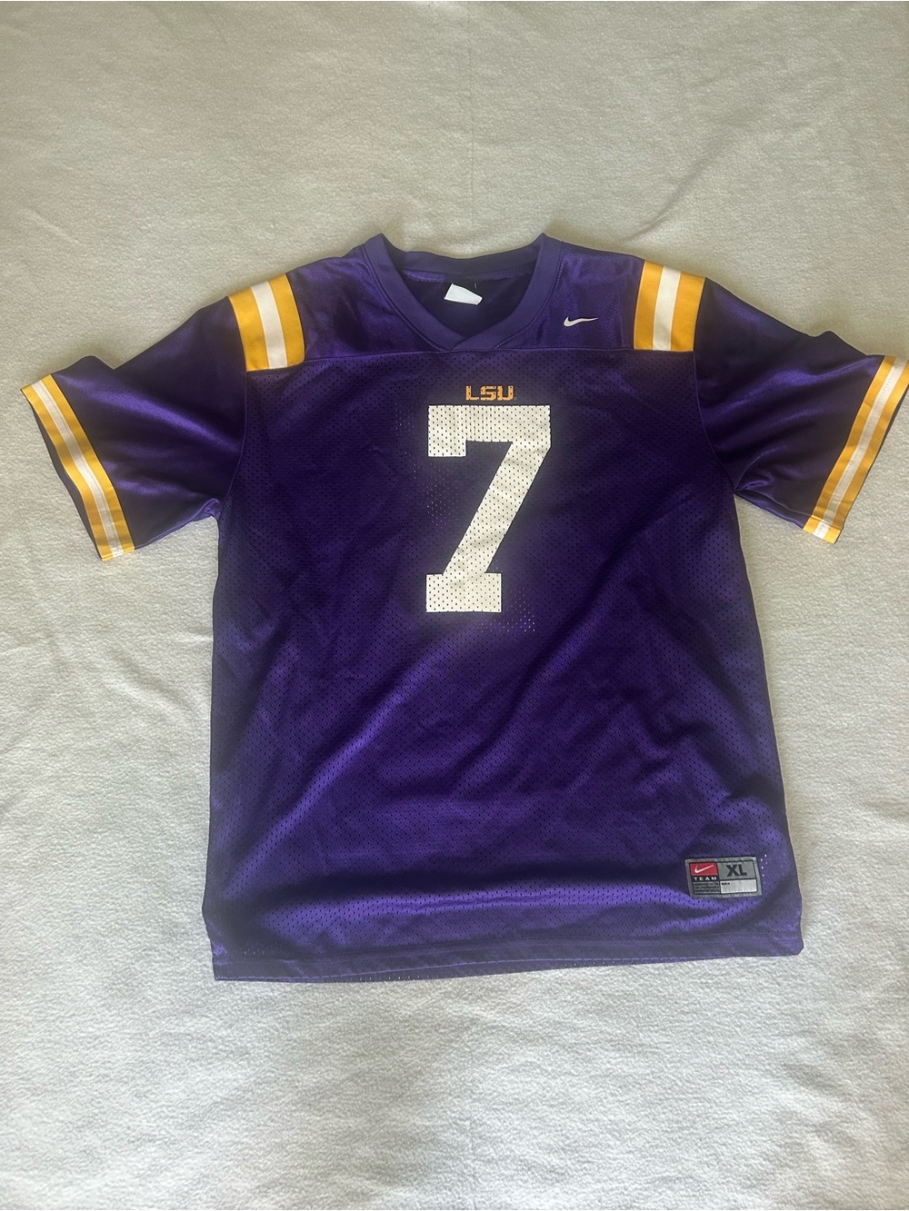 Nike Purple LSU #7 Football Jersey with Gold & White Accents